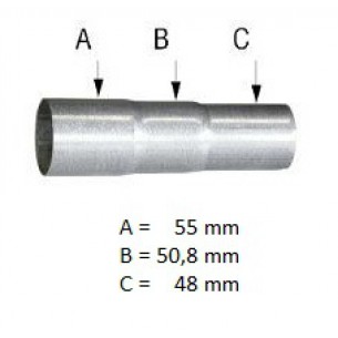 Uitlaat verloopstuk Ø 48 - 50,8 - 55 mm